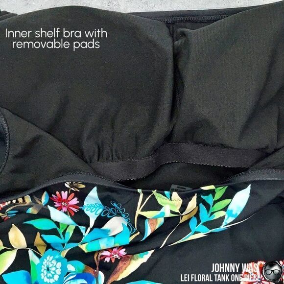 JOHNNY WAS LEI FLORAL TANK ONE PIECE PLUS SIZE 2X SWIMSUIT IN BLACK FLORAL NEW - Picture 10 of 16
